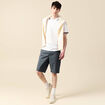 Polo cintr&eacute; en coton manches courtes blanc homme