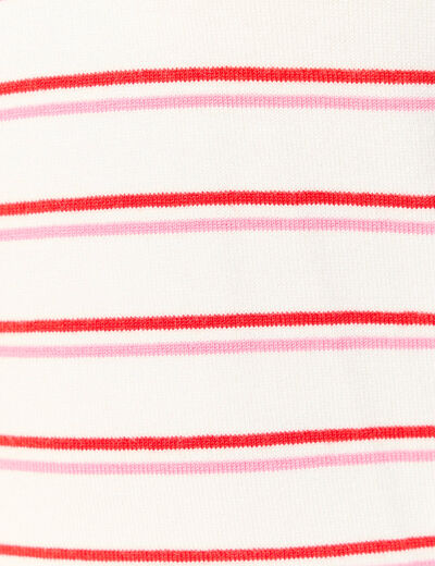 Polo ray&eacute; manches longues blanc femme