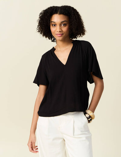 Blouse manches courtes noir femme
