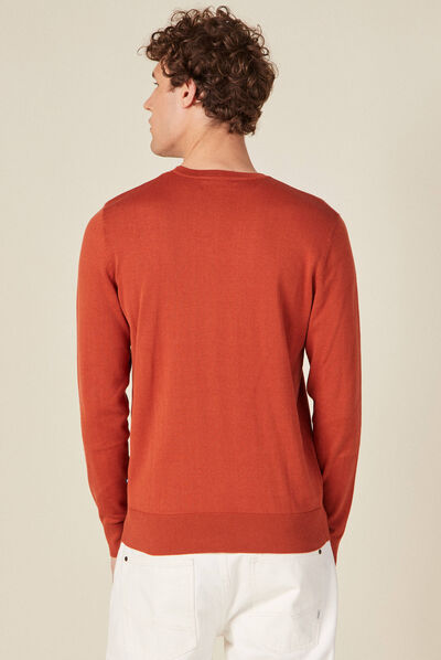 Pull manches longues rouge clair homme