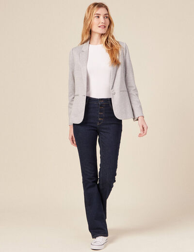 Veste blazer droite gris clair femme