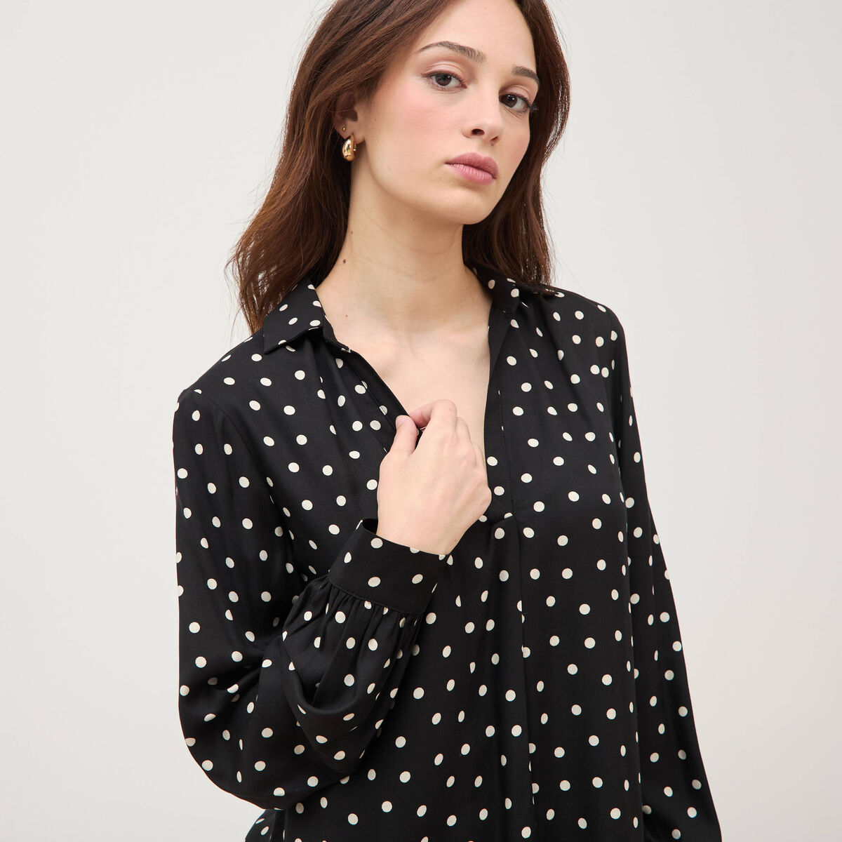Blouse ample manches longues noir femme