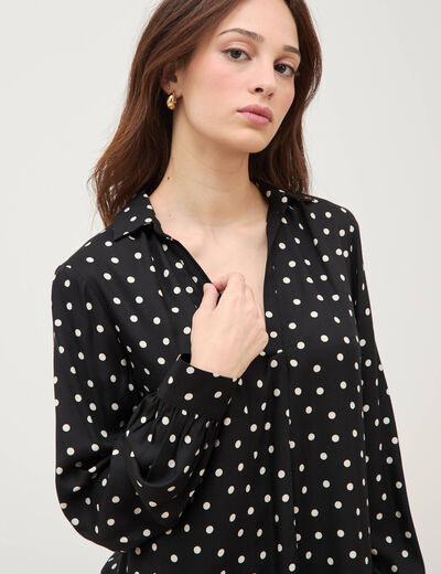 Blouse ample manches longues noir femme