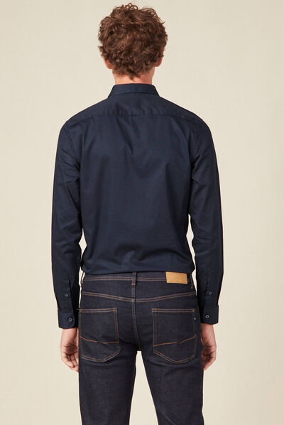 Chemise manches longues bleu marine homme