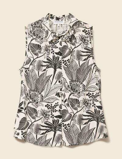Chemise sans manches décolleté blanc femme