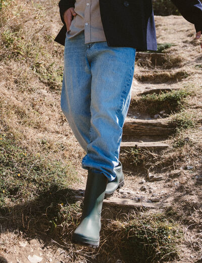 Jeans straight longueur 32 en coton denim used homme