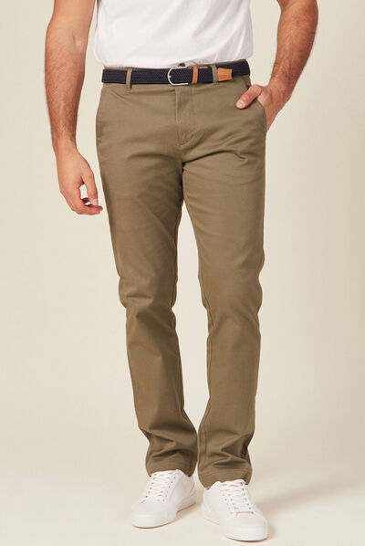 Pantalon chino straight vert kaki homme