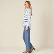 Pull droit court sans manches col v ecru femme