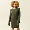 Robe manches longues vert kaki femme
