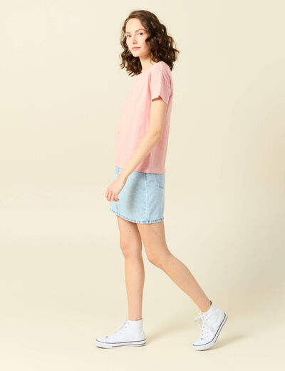 T-shirt manches courtes rose pastel femme