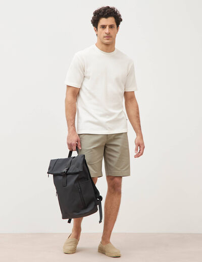 T-shirt col rond manches courtes ecru homme
