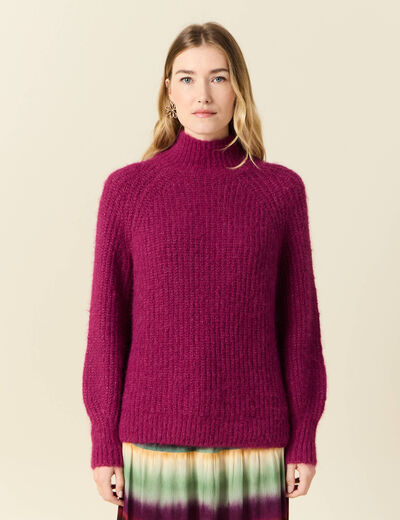 Pull manches longues prune femme