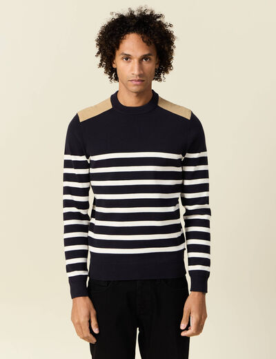 Pull manches longues bleu foncé homme