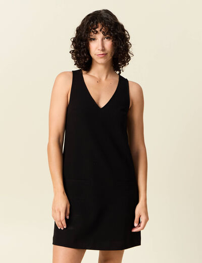 Robe chasuble trapèze noir femme