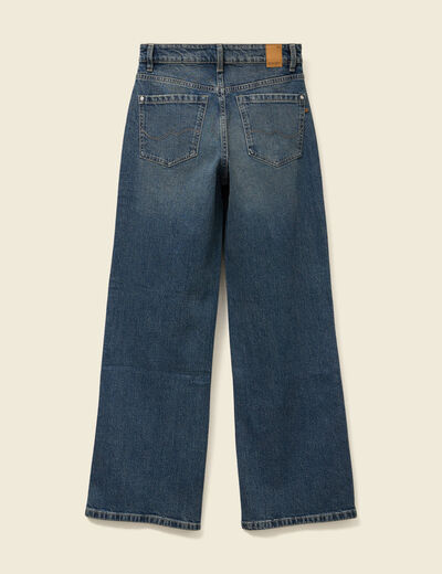 Jeans large taille haute bleu femme