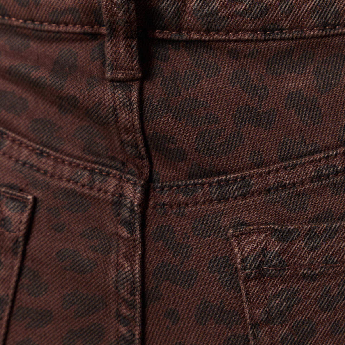 Pantalon large taille haute en jeans marron cognac femme