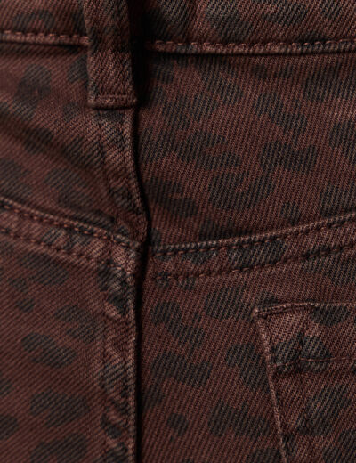 Pantalon large taille haute en jeans marron cognac femme