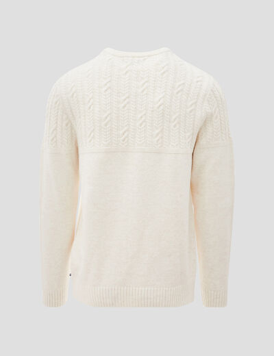Pull manches longues torsades ecru homme