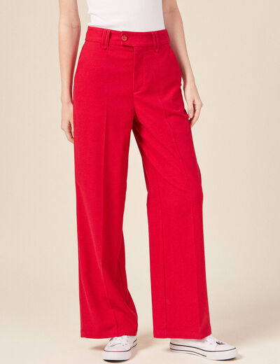 Pantalon city large à pinces rouge femme