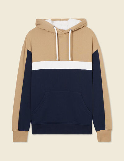 Sweat à capuche doublée bleu marine homme
