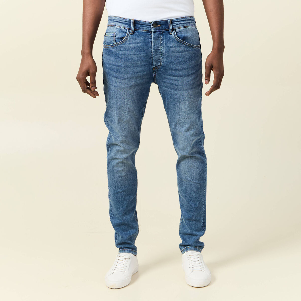 Jeans skinny tapered denim stone homme