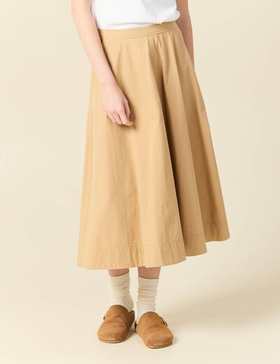 Jupe en coton beige femme