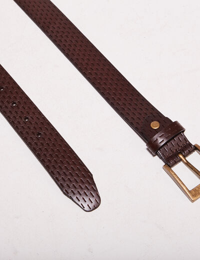 Ceinture en cuir marron foncé homme