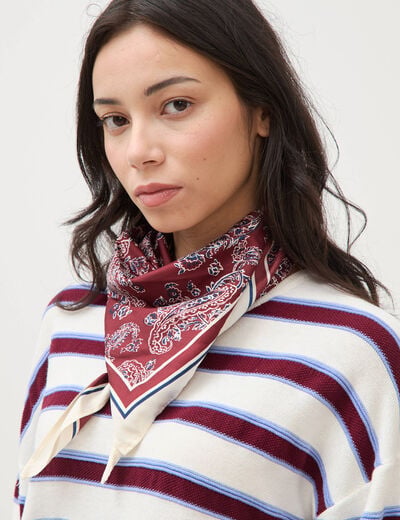 Foulard satin&eacute; bordeaux femme