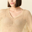 Pull manches courtes ajouré creme femme