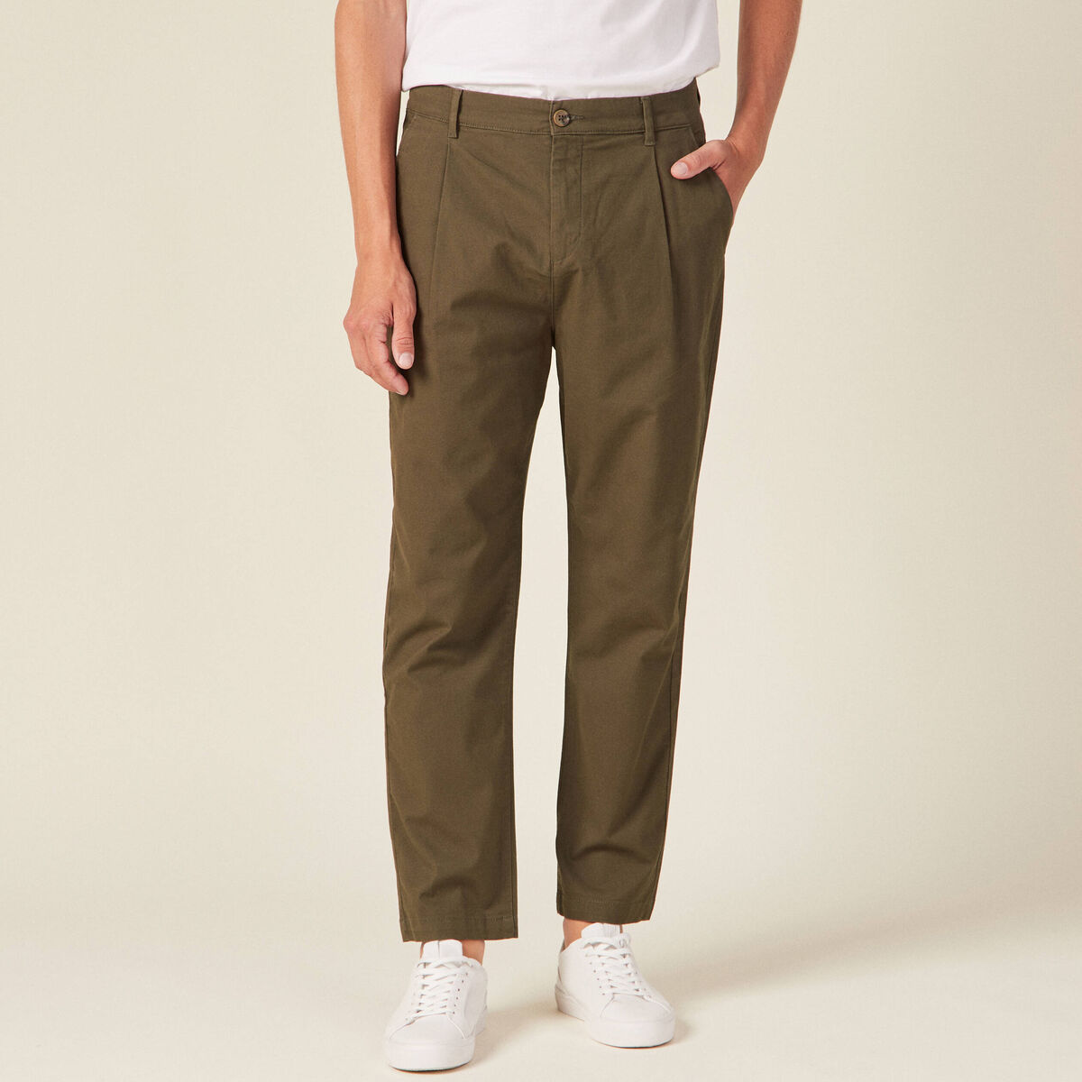 Pantalon chino taupe homme