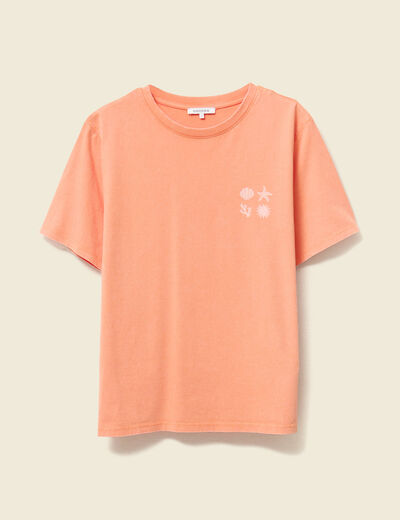 T-shirt manches courtes orange clair femme