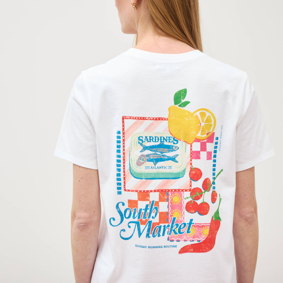 T-shirt en coton manches courtes blanc femme