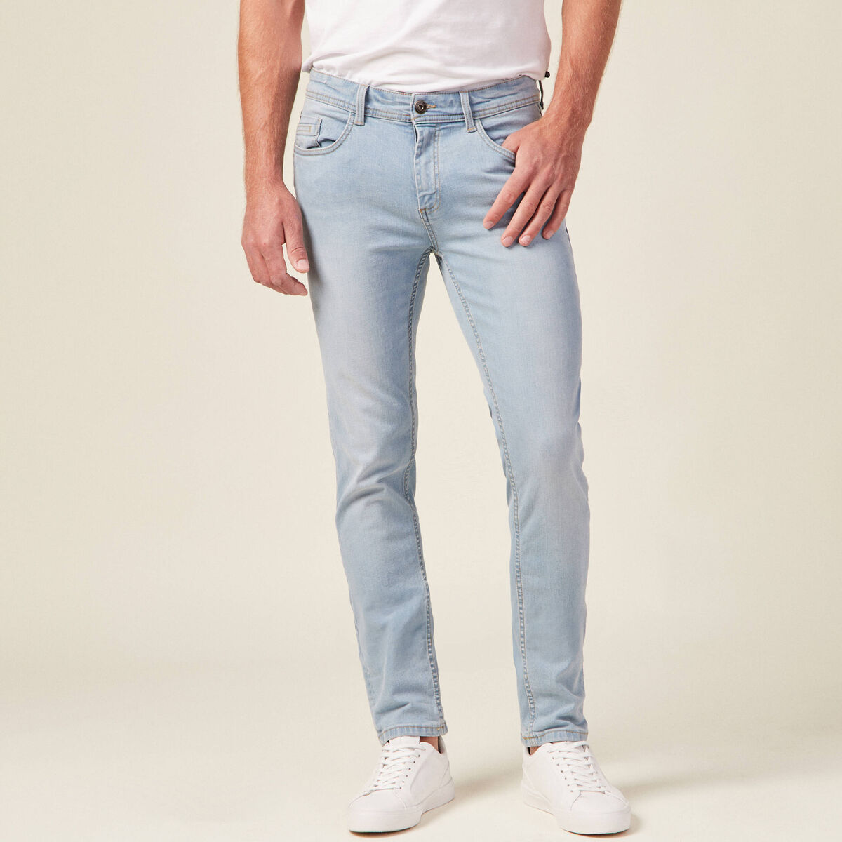 Jeans slim éco-responsable denim bleach homme