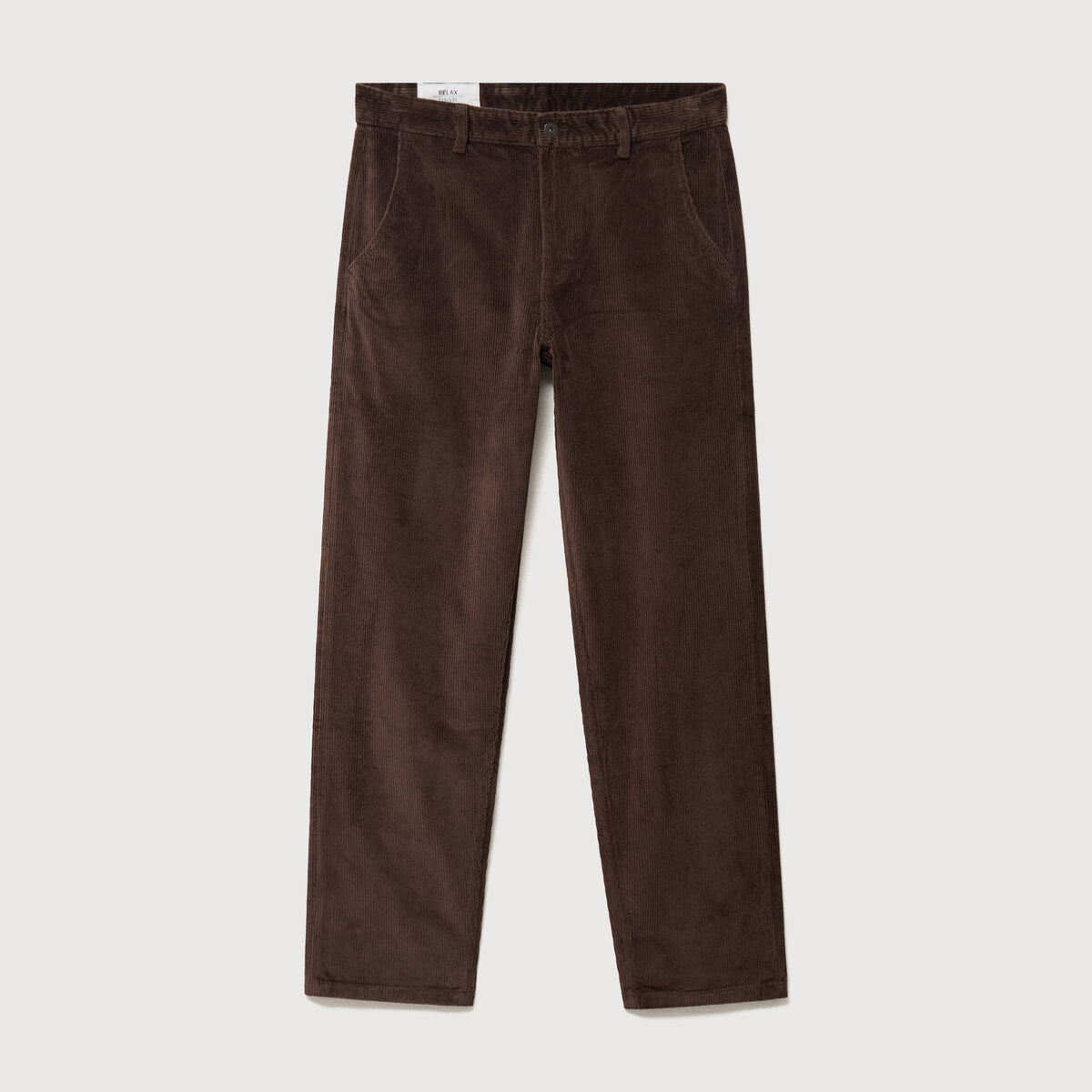 Pantalon droit en velours longueur 32 marron fonc&eacute; homme