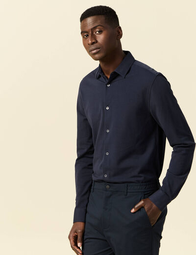 Chemise manches longues bleu marine homme