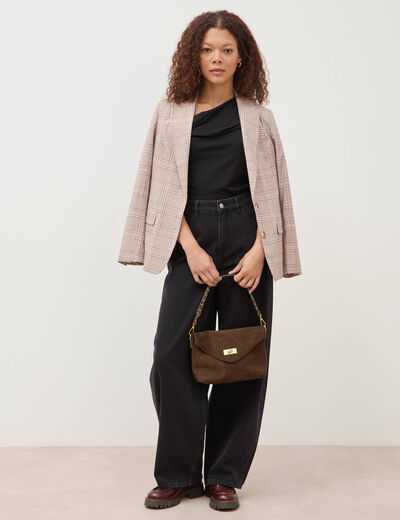 Jeans loose en coton denim gris femme