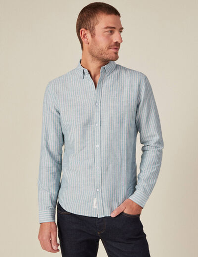 Chemise manches longues bleu pétrole homme