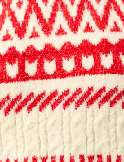 Pull manches longues col rond rouge femme