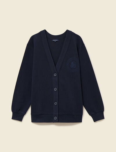 Cardigan oversize col v manches longues bleu marine femme