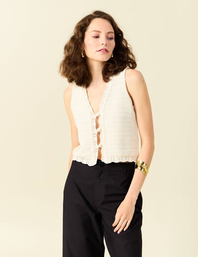 Gilet sans manches creme femme