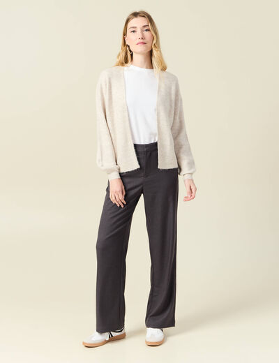 Gilet manches longues creme femme