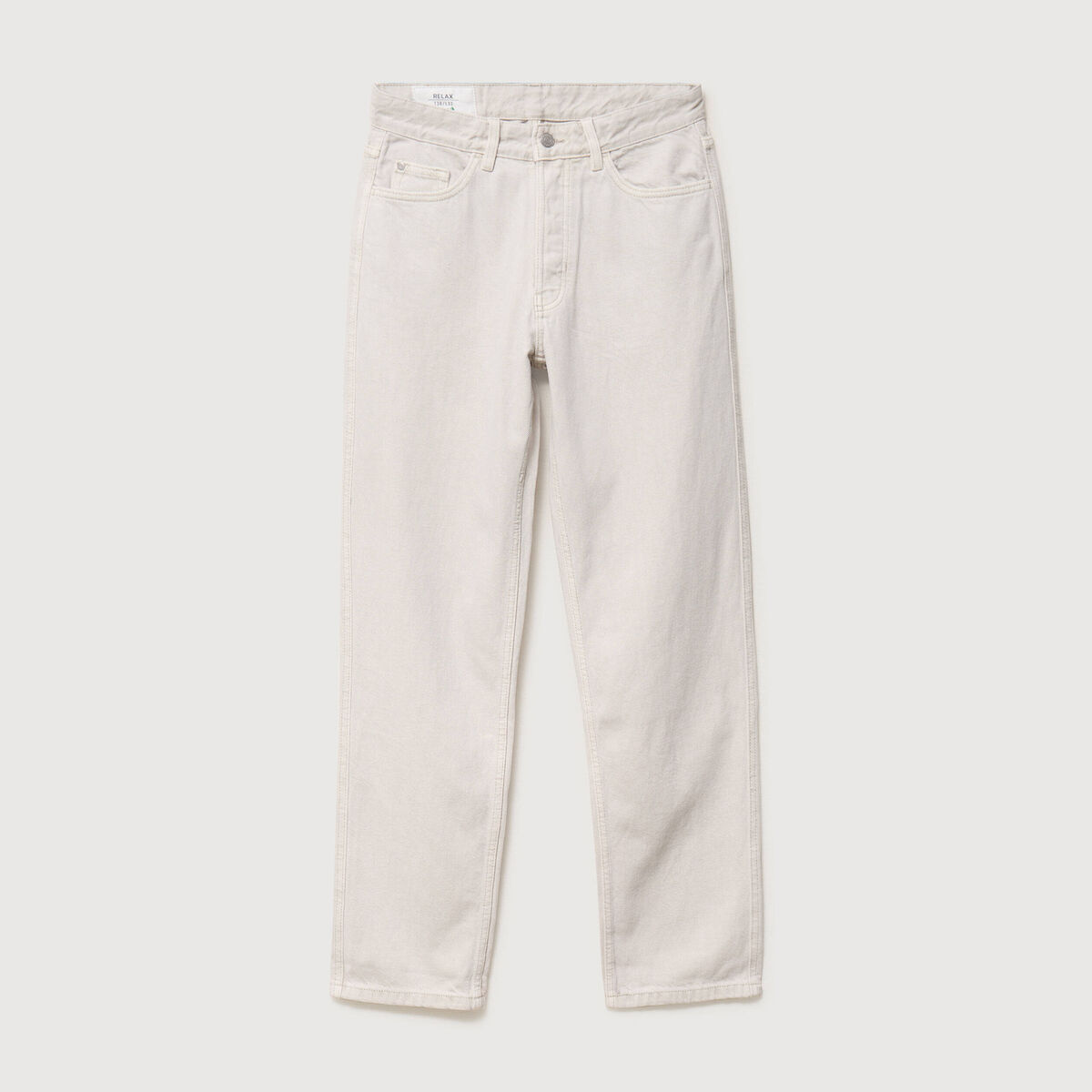 Jeans large longueur 32 en coton beige homme