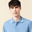 Polo cintr&eacute; en coton manches courtes bleu gris homme