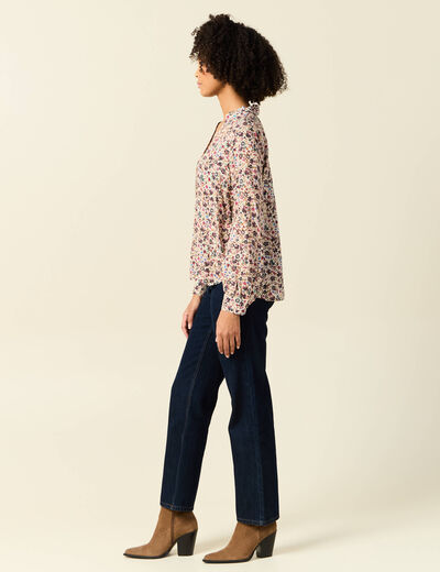 Blouse manches longues creme femme