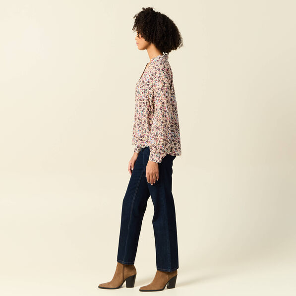 Blouse manches longues creme femme