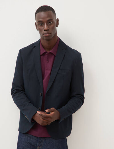 Veste blazer cintr&eacute;e bleu marine homme