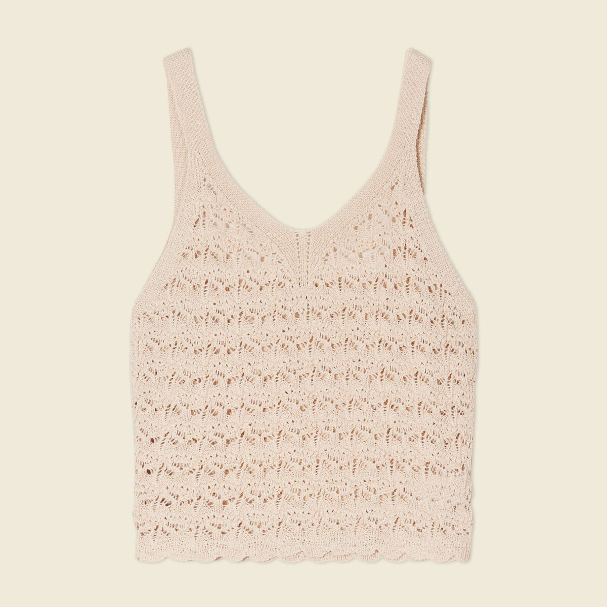 Débardeur tricot ajouré creme femme