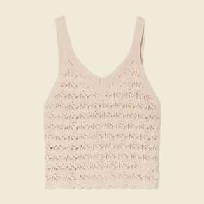 Débardeur tricot ajouré creme femme