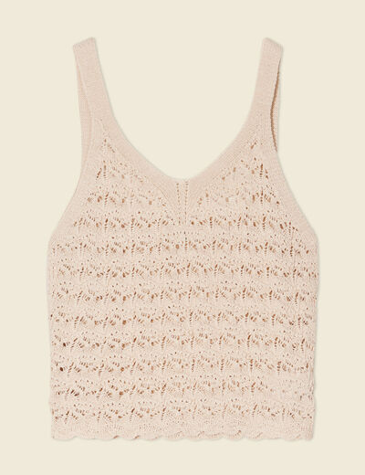 Débardeur tricot ajouré creme femme