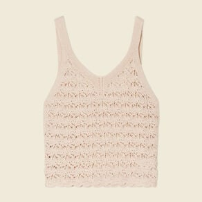 debardeur tricot ajoure creme femme Débardeur tricot ajouré creme femme
